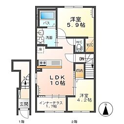 カノープス 2LDKの間取図画像