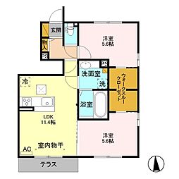 プランドールTN1 2LDKの間取図画像