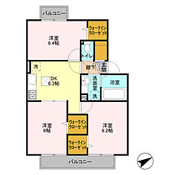 ヤマト学園寮なでしこ 3DKの間取図画像