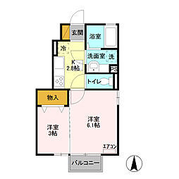 スプリングウィンドB 2Kの間取図画像