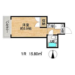 シャンテ美里 ワンルームの間取図画像