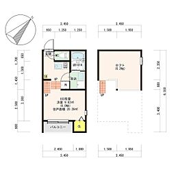 JR仙山線 北仙台駅 徒歩9分の賃貸アパート 1階1Kの間取り