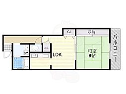 ディアコート新大阪 1LDKの間取図画像