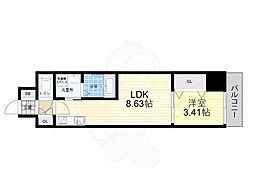アーバンパーク新大阪 1LDKの間取図画像