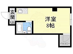エレガンス西三国 3階ワンルームの間取り