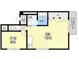 ローズコーポ新大阪6 1DKの間取図画像