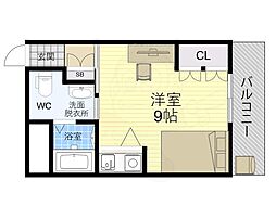 ミールズ新大阪 ワンルームの間取図画像