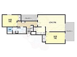 フローラルセントランド 2LDKの間取図画像