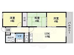 ハイツスリーオーク 3LDKの間取図画像