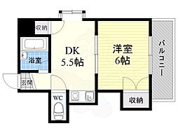 三国パラシオン 1DKの間取図画像