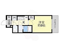 プレサンス新大阪ザ・シティ 1Kの間取図画像