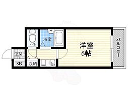 第5国本エレガンス新大阪 1Kの間取図画像