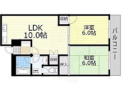 淀リバーハイツ 2LDKの間取図画像