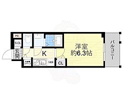 ララプレイス新大阪LD 1Kの間取図画像