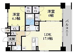 グランルクレ新大阪 2LDKの間取図画像