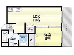 ラフィネ淀川 1LDKの間取図画像