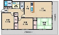淀川ハイライフマンション 3LDKの間取図画像