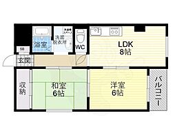 アーベル北淀 2LDKの間取図画像