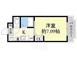 グランメール東淀川 1Kの間取図画像