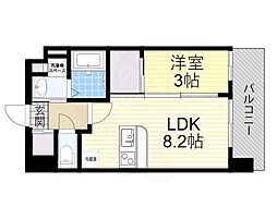 Luxe新大阪VI 1LDKの間取図画像
