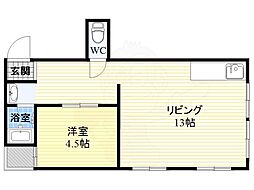 第6エンシン北大阪ビル 1LDKの間取図画像