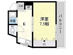サン・ルイーズ 1Kの間取図画像
