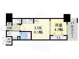グランルクレ新大阪 1LDKの間取図画像