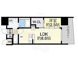 セレニテ新大阪ミラク弐番館 1LDKの間取図画像