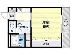 LOTUS新大阪 1Kの間取図画像