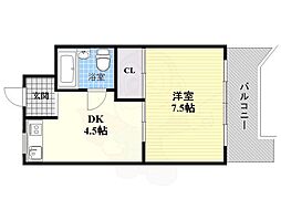 ハイツメルローズ 1DKの間取図画像