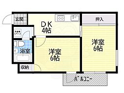 NKコーポ西中島 2DKの間取図画像
