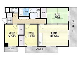 インペリアル上新庄 3LDKの間取図画像
