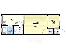 バートンハウス 2Kの間取図画像