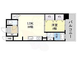 MidCourt新大阪 1LDKの間取図画像