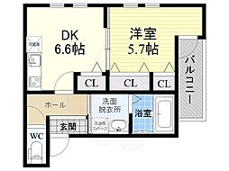 フジパレス豊新6番館 1DKの間取図画像