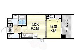 ラルシェパルク新大阪 1LDKの間取図画像