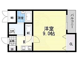 淡路グリーンマンション 1Kの間取図画像