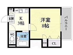 メルヘンハイツ 1Kの間取図画像