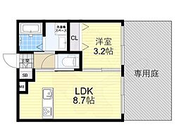 Luxe東三国west 1LDKの間取図画像