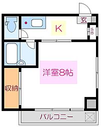 ぶるーハイツ 4階1Kの間取り