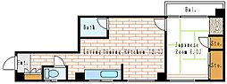 田辺コーポ 1LDKの間取図画像