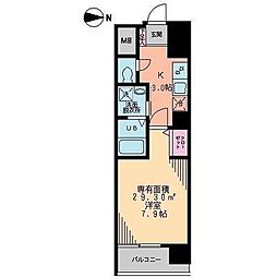 クレアーレ 1Kの間取図画像