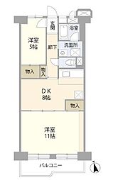 木場ハイツ 2LDKの間取図画像