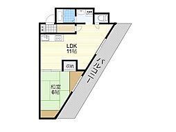 スカイホーム瀬川 2階1LDKの間取り