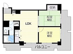 朝日プラザ新大阪 2LDKの間取図画像