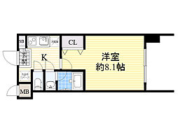 レジディア新大阪 1Kの間取図画像