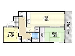 ジュネス・堤 2LDKの間取図画像