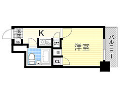 トーカン東淀川キャステール 1Kの間取図画像