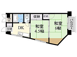 第2マンション北 2DKの間取図画像
