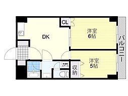 第10高光マンション 2DKの間取図画像